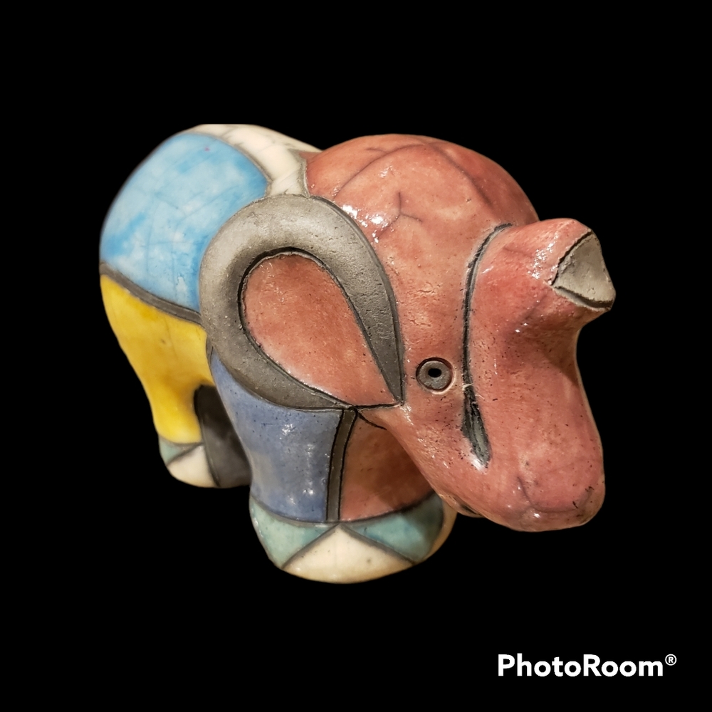 FENIX RAKU POTTERY Elephant Figurine - Handmade in South Africa